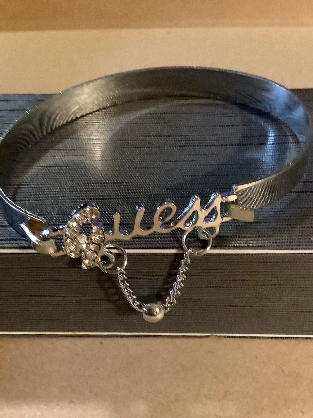 G inspired silver tone cuff bracelet